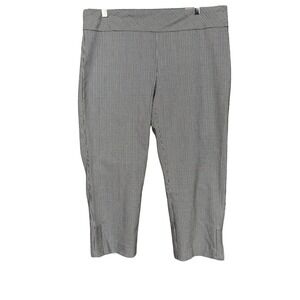 VAN HEUSEN Pants Womens‎ 16 Black White Gingham Stretch Pull On Capri Career NWT